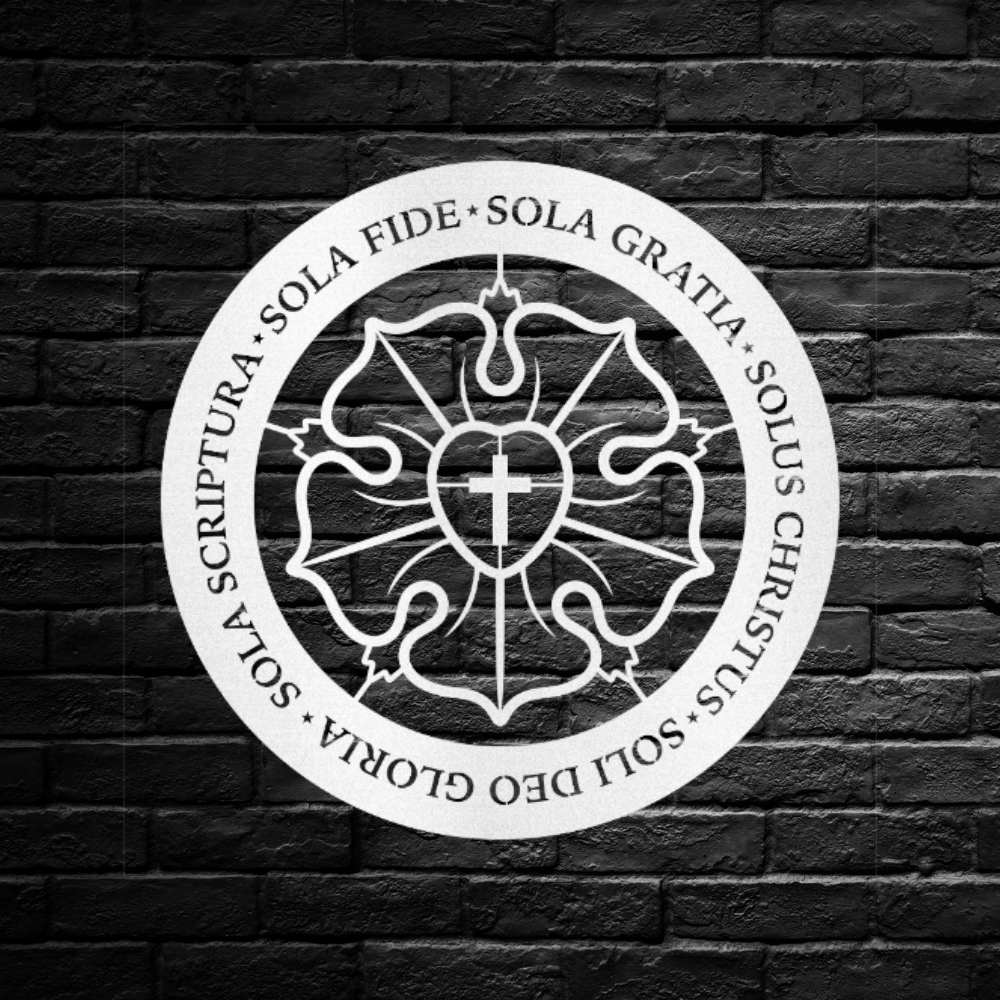 Luther Rose Cross With Five Solas Of The Reformation Metal Wall Art