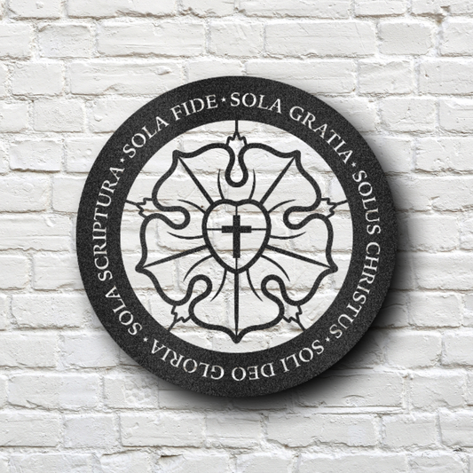 Luther Rose Cross With Five Solas Of The Reformation Metal Wall Art
