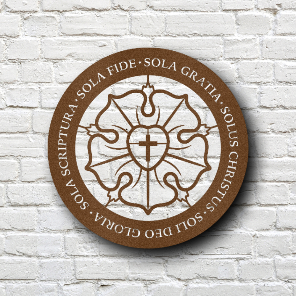 Luther Rose Cross With Five Solas Of The Reformation Metal Wall Art