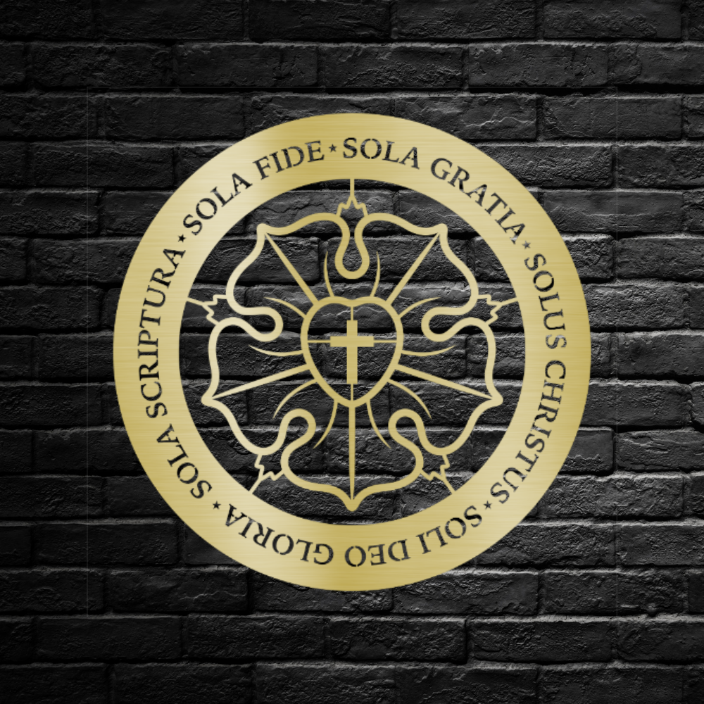 Luther Rose Cross With Five Solas Of The Reformation Metal Wall Art