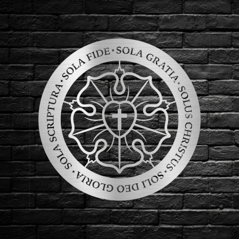 Luther Rose Cross With Five Solas Of The Reformation Metal Wall Art